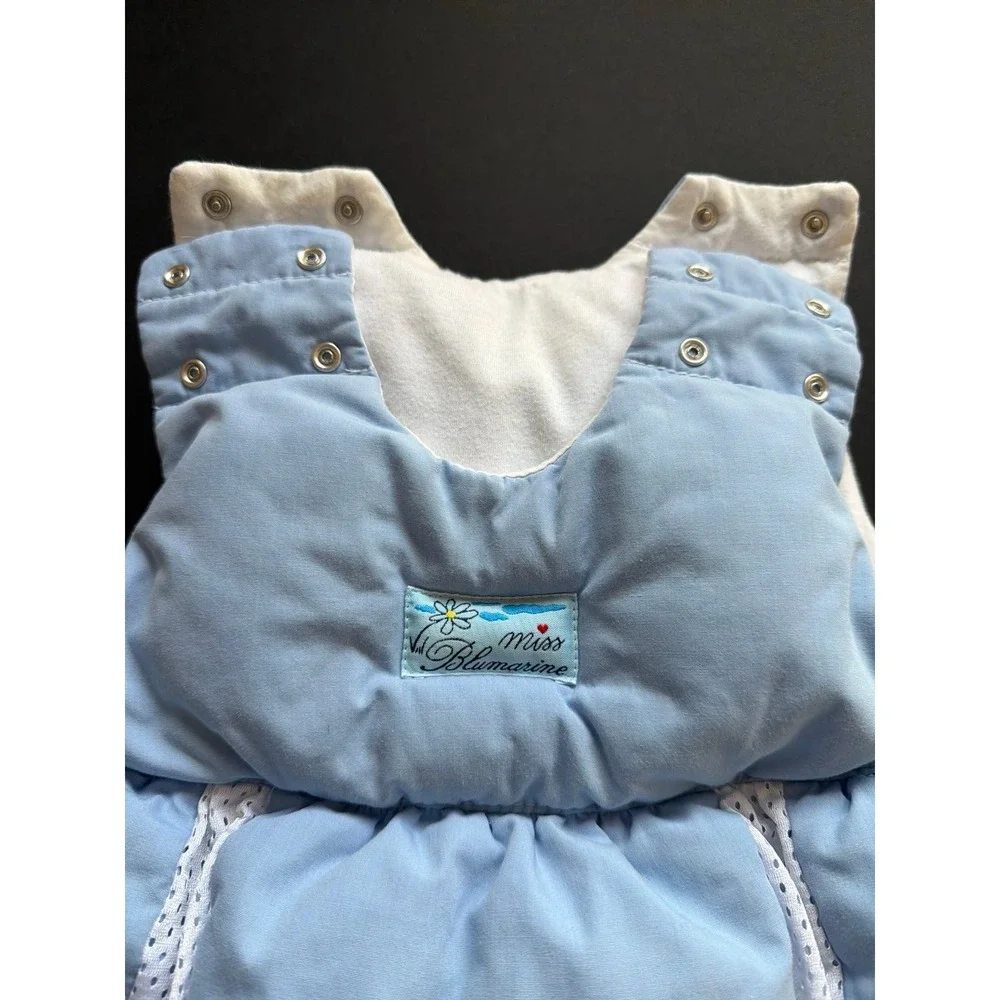 Miss Blumarine Baby Blue Quilted Bunting Bag Stroller Sleep Sack Lace Trim